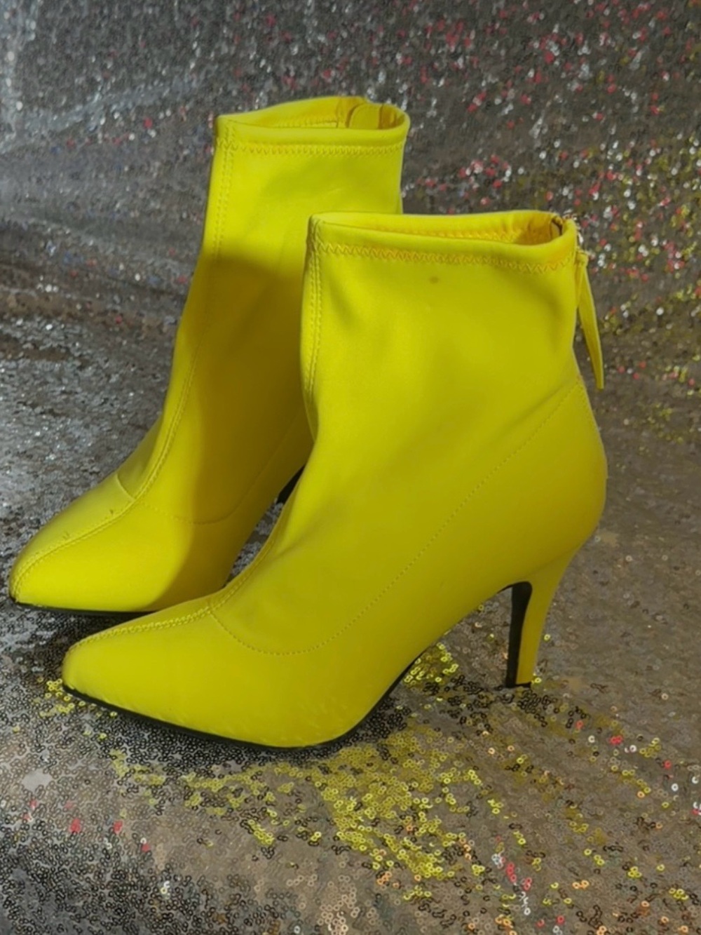 Yellow Women's Pointed Toe Stiletto Ankle Boots